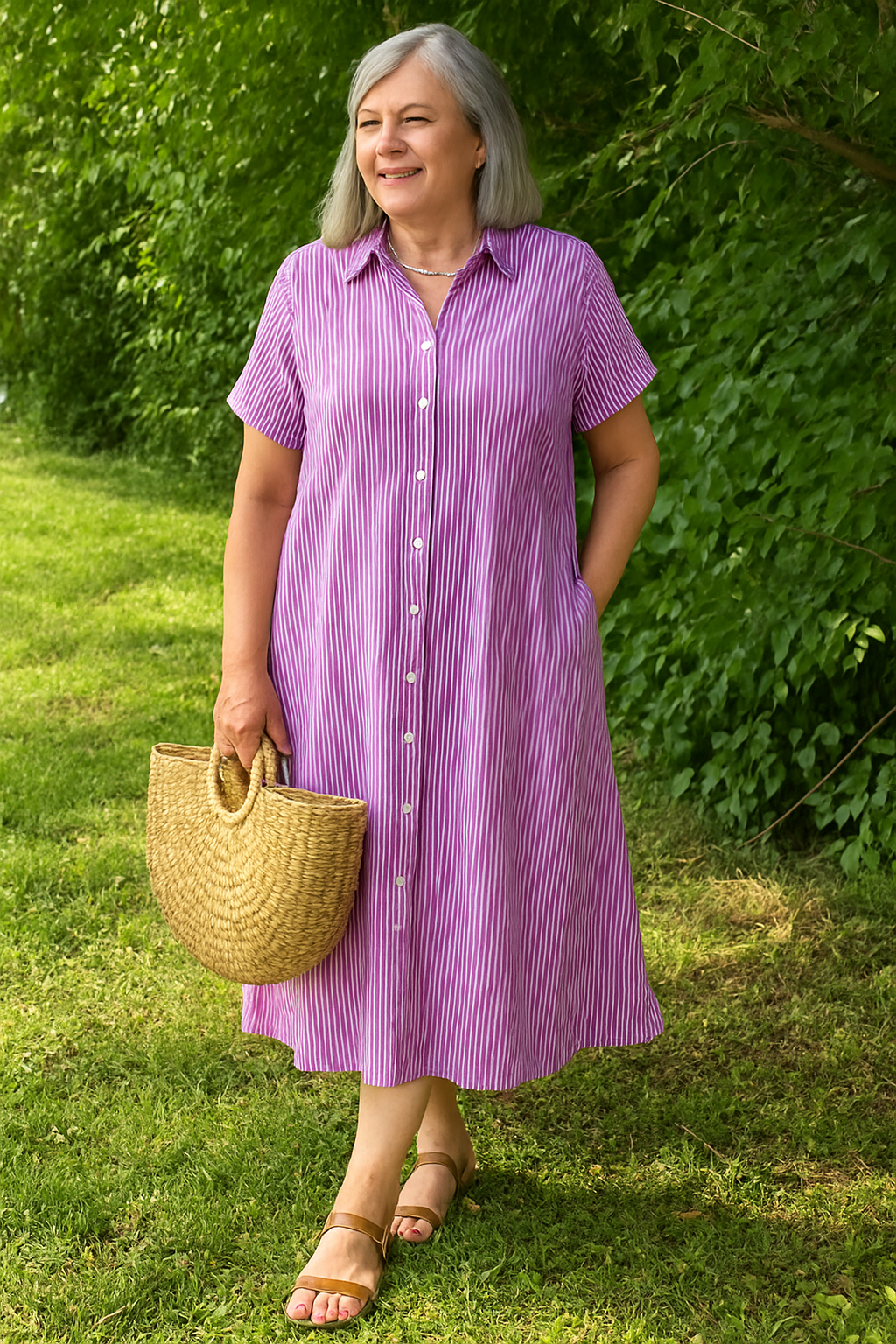 Lucille™ | Relaxed Striped Shirt Dress