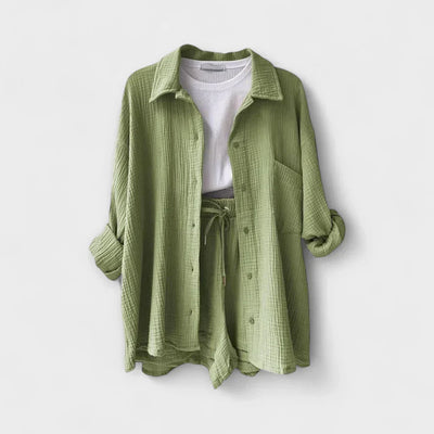 VANESSA 2-PIECE BUTTON UP AND SHORTS SET