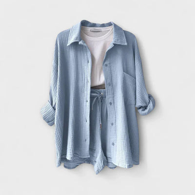 VANESSA 2-PIECE BUTTON UP AND SHORTS SET