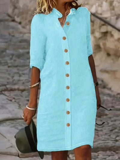 Sarah™ | Button-Down Linen Shirt Dress