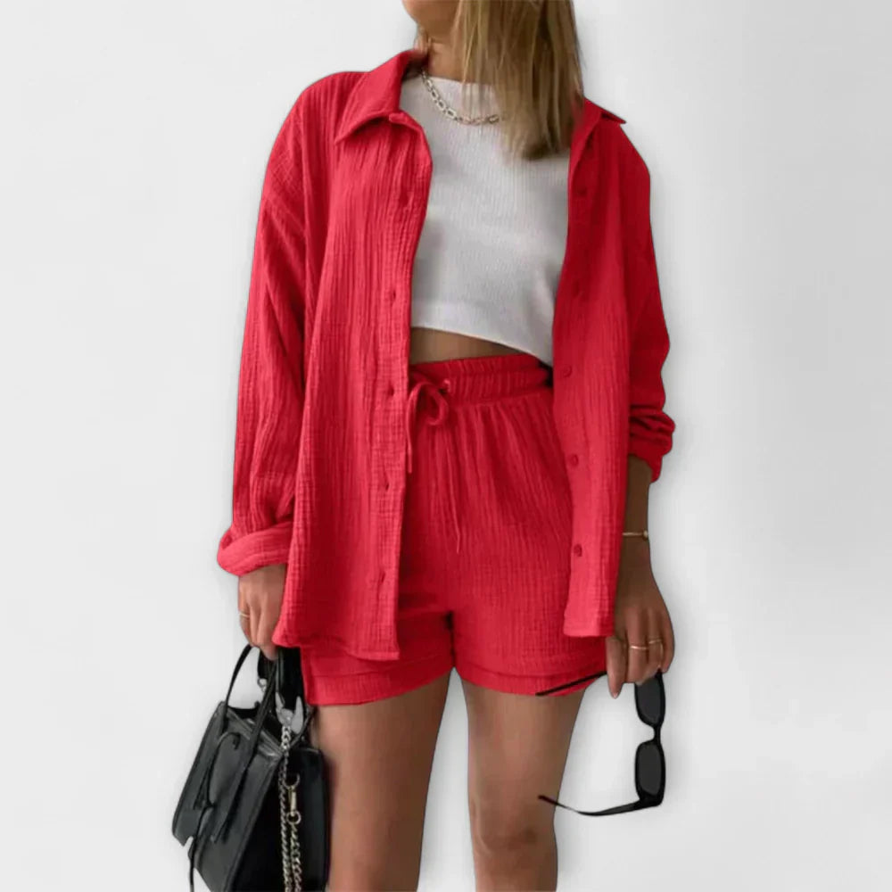 VANESSA 2-PIECE BUTTON UP AND SHORTS SET