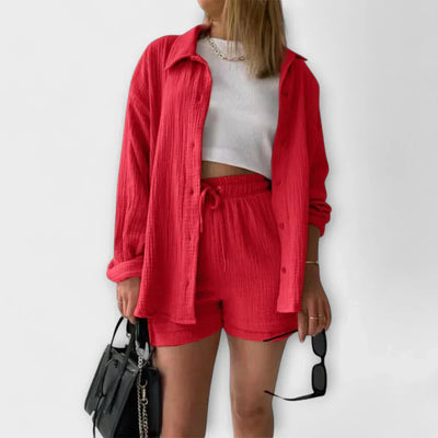 VANESSA 2-PIECE BUTTON UP AND SHORTS SET