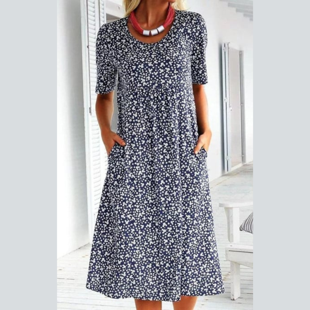 Maribelle | Effortless Floral Midi Dress - Covers upper arms & tummy