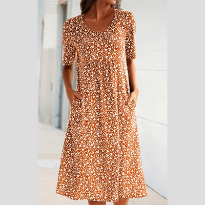 Maribelle | Effortless Floral Midi Dress - Covers upper arms & tummy
