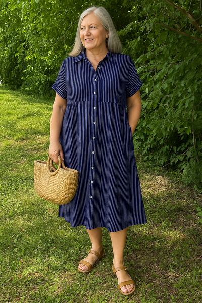 Lucille™ | Relaxed Striped Shirt Dress