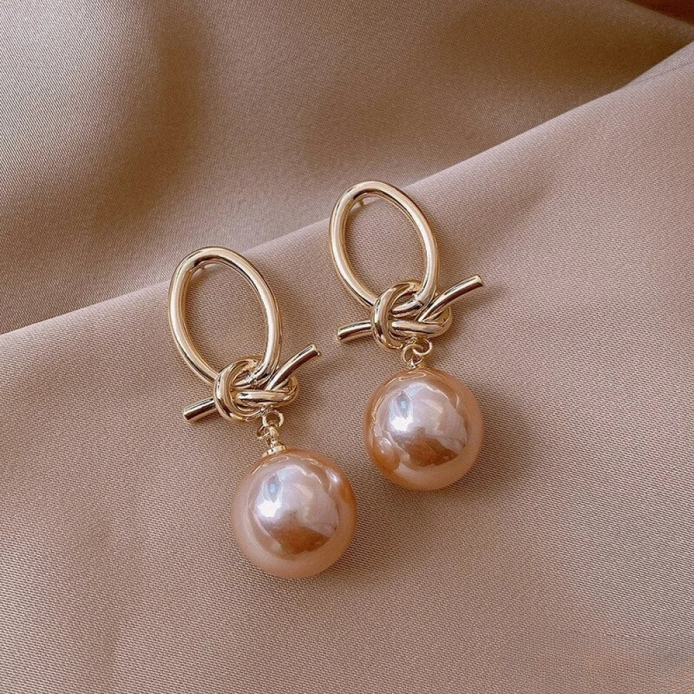 Golden Pearl Hoop Earrings