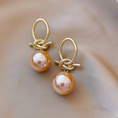 Golden Pearl Hoop Earrings