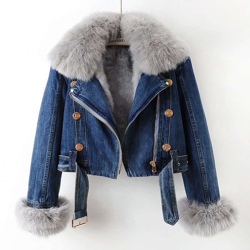 Vicki | Luxe Fox Fur Denim Coat