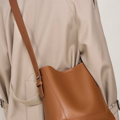 Genuine Leather Crossbody & Shoulder Oversized Bucket Bag