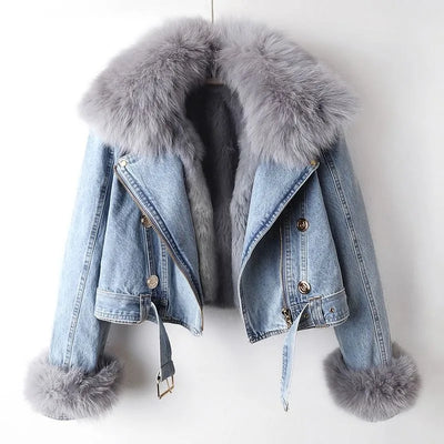 Vicki | Luxe Fox Fur Denim Coat
