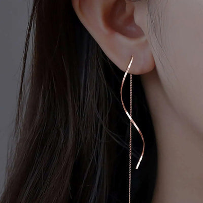 Long Earrings with Wave Design