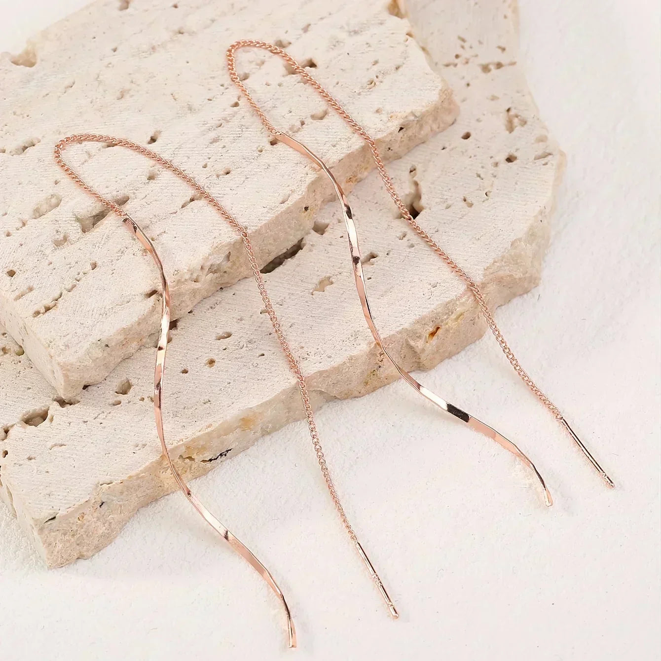 Long Earrings with Wave Design