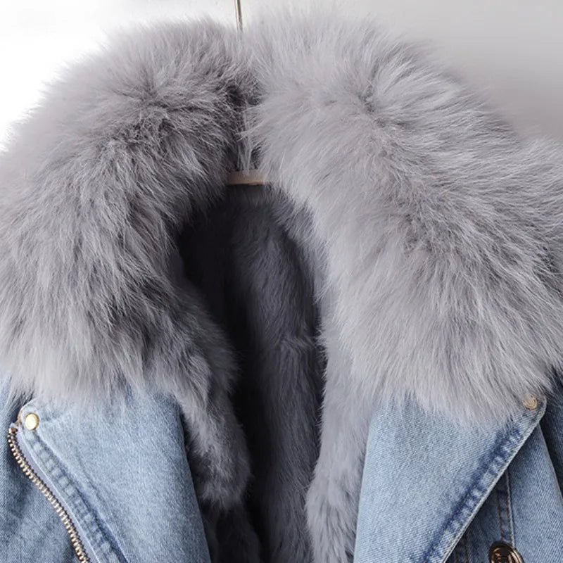 Vicki | Luxe Fox Fur Denim Coat
