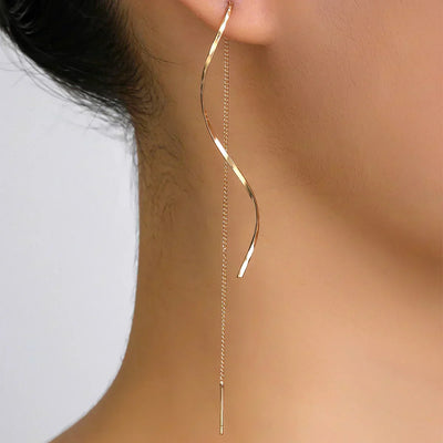 Long Earrings with Wave Design