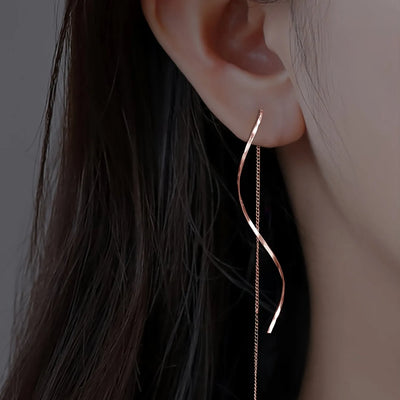 Long Earrings with Wave Design