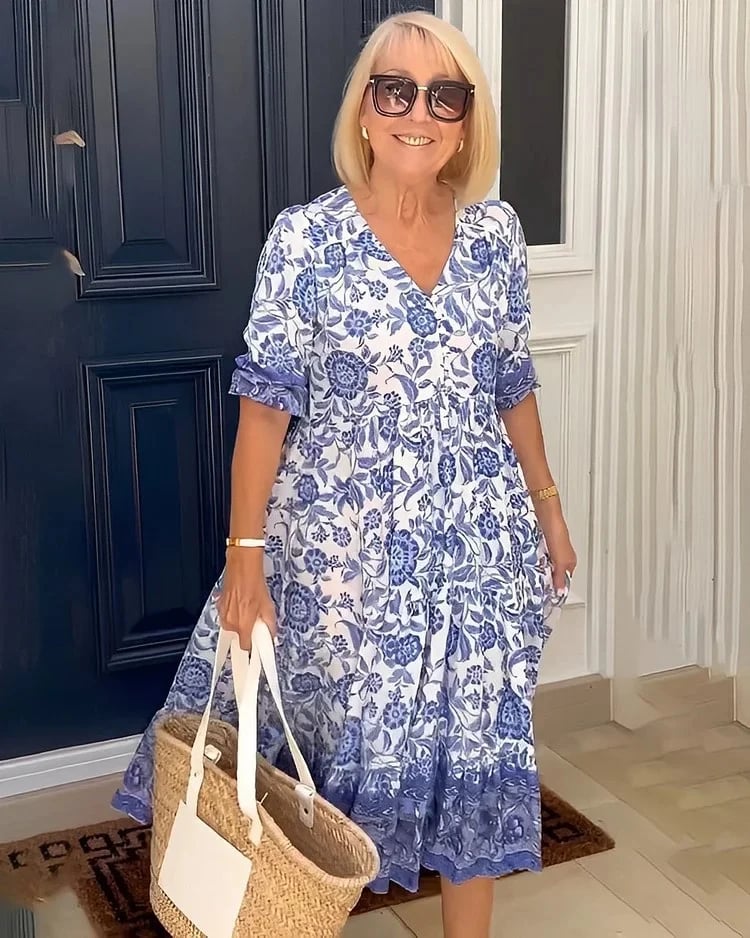 MILA® V-NECK BOHEMIAN DRESS