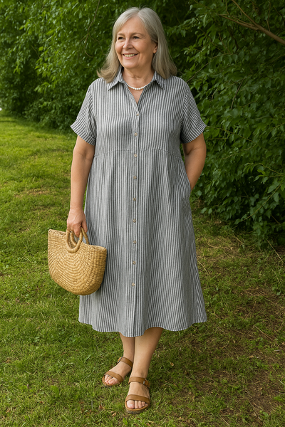 Lucille™ | Relaxed Striped Shirt Dress