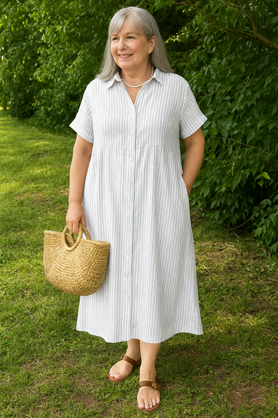 Lucille™ | Relaxed Striped Shirt Dress