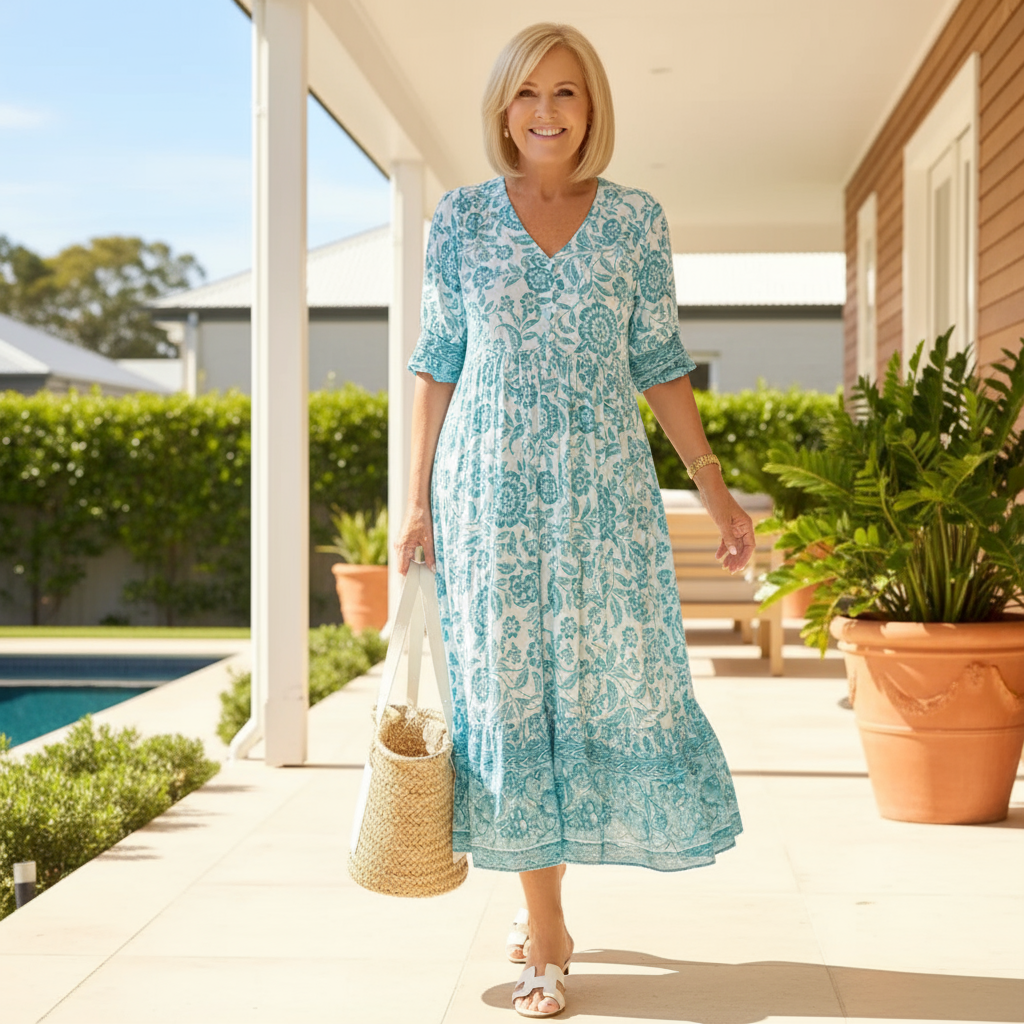 Azariah - Elegant Floral Dress with V-Neck