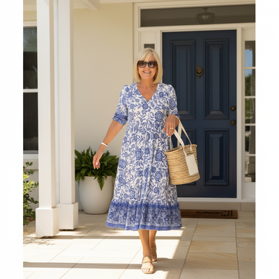 Azariah - Elegant Floral Dress with V-Neck