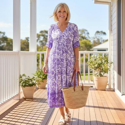 Azariah - Elegant Floral Dress with V-Neck