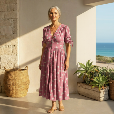 Bellamy - Polka Dots V-Neck Dress