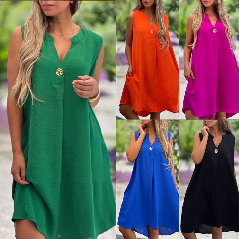 Elsie - Sleeveless V-neck Dress